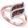 Image 1 : 10KT Rose Gold 0.30CTW COGNAC DIAMOND FASHION RING