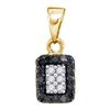 Image 1 : 14K Yellow-gold 0.20CTW BLACK DIAMOND MICRO-PAVE PENDAN