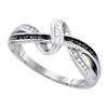 Image 1 : 925 Sterling Silver White 0.13CTW BLACK DIAMOND FASHION
