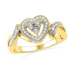 10K Yellow-gold 0.10CTW DIAMOND HEART RING