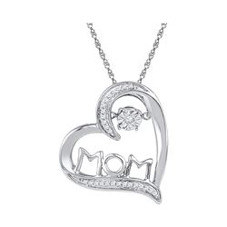 Sterling Silver Womens Round Diamond Mom Mother Heart M