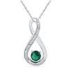 10kt White Gold Womens Round Lab-Created Emerald Infini