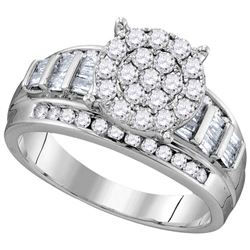 10kt White Gold Womens Round Diamond Cluster Bridal Wed