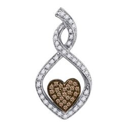 10KT White Gold 0.27CTW COGNAC DIAMOND FASHION PENDANT