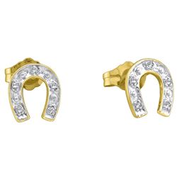 10kt Yellow Two-tone Gold Womens Round Diamond Horsesho