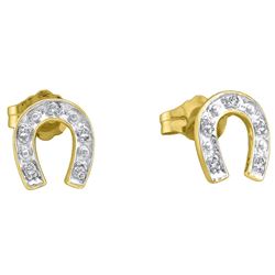 10kt Yellow Two-tone Gold Womens Round Diamond Horsesho