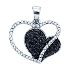 10KT White Gold 0.44CTW DIAMOND HEART PENDANT