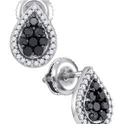 10KT White Gold 0.55CTW BLACK DIAMOND MICRO-PAVE EARRIN