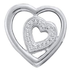 10KT White Gold 0.05CTW ROUND DIAMOND HEART PENDENT