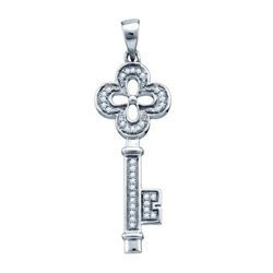 925 Sterling Silver White 0.12CTW DIAMOND KEY PENDANT