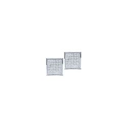 10kt White Gold Womens Round Diamond Square Cluster Stu