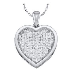 10KT White Gold 0.05CTW DIAMOND HEART PENDENT