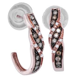 10kt Rose Gold Womens Round Cognac-brown Colored Diamon