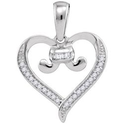 10KT White Gold 0.08CTW DIAMOND HEART PENDANT