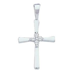 10KT White Gold 0.05CTW DIAMOND LADIES CROSS PENDANT
