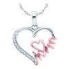 925 Sterling Silver White 0.06CTW DIAMOND "MOM" PENDANT