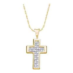 14KT Yellow Gold 0.25CTW DIAMOND CROSS PENDANT