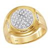 Image 1 : 10kt Yellow Gold Mens Round Diamond Circle Cluster Fash