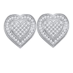 10KT White Gold 0.25CTW DIAMOND HEART EARRINGS