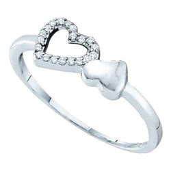 10KT White Gold 0.05CTW DIAMOND HEART RING