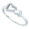 Image 1 : 10KT White Gold 0.05CTW DIAMOND HEART RING