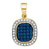 Image 1 : 10K Yellow-gold 0.25CTW BLUE DIAMOND MICRO-PAVE PENDANT