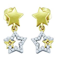 10KT Yellow Gold 0.10CTW DIAMOND STAR EARRINGS