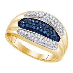 10KT Yellow Gold 0.40CTW BLUE DIAMOND MICRO-PAVE RING