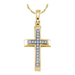 925 Sterling Silver Yellow 0.05CTW DIAMOND CROSS PENDNA