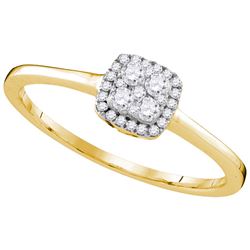 10kt Yellow Gold Womens Round Diamond Halo Cluster Brid