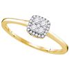 Image 1 : 10kt Yellow Gold Womens Round Diamond Halo Cluster Brid