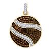 Image 1 : 10K Yellow-gold 0.75CTW COGNAC DIAMOND MICRO-PAVE PENDA