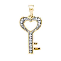 925 Sterling Silver Yellow 0.05CTW DIAMOND KEY PENDANT