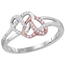 10kt White Rose-tone Gold Womens Round Diamond Double L