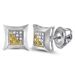 Sterling Silver Unisex Round Color Enhanced Yellow Diam
