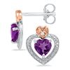 Image 1 : Sterling Silver Womens Round Lab-Created Amethyst Diamo