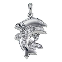 Sterling Silver Womens Round Diamond Dolphin Animal Pen