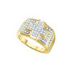 Image 1 : 10kt Yellow Gold Mens Round Diamond Square Cross Cluste