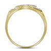 Image 2 : 10kt Yellow Gold Mens Round Diamond Square Cross Cluste