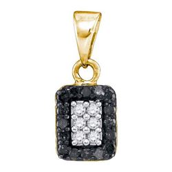 14K Yellow-gold 0.20CTW BLACK DIAMOND MICRO-PAVE PENDAN