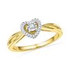 Image 1 : 10K Yellow-gold 0.13CTW DIAMOND HEART RING