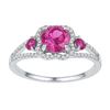 Image 1 : Sterling Silver Womens Round Lab-Created Pink Sapphire
