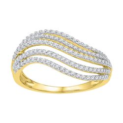 10kt Yellow Gold Womens Round Natural Diamond Striped F