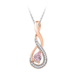 10kt Rose Gold Womens Round Lab-Created Morganite Teard