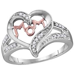 Sterling Silver Womens Round Natural Diamond Heart Love