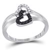 Image 1 : Sterling Silver Womens Round Black Colored Diamond Doub