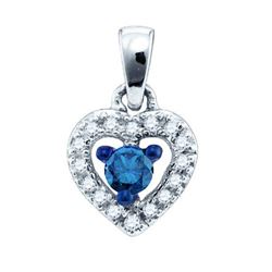 10K White-gold 0.21CT BLUE DIAMOND FASHION PENDANT