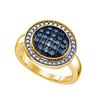 Image 1 : 925 Sterling Silver Yellow 0.20CTW BLUE DIAMOND CLUSTER