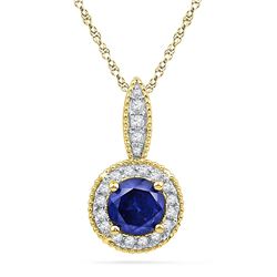 10kt Yellow Gold Womens Round Lab-Created Blue Sapphire