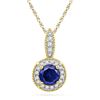 Image 1 : 10kt Yellow Gold Womens Round Lab-Created Blue Sapphire